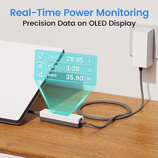 Starlink Power Monitor for Mini & Gen 3, Real-Time Power Meter Tester with OLED Display, On/Off Switch, 0-57V Input/OverCurrent Protection for Starlink Mini Accessories & Car Adapter