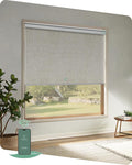 Yoolax Motorized Blinds App Control, Blackout Roller Shades for Windows, Cordless Automatic Shades Roller Window Blinds for Bedroom Living Room Office(Blackout Artisan Beige, 25" W x 72" H)