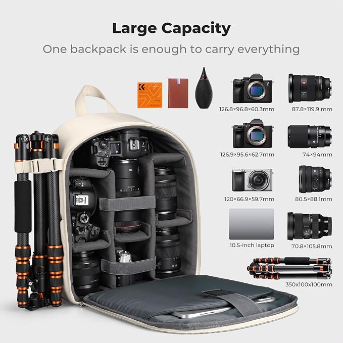 K&F CONCEPT Camera Bag Backpack, Professional DSLR/SLR/Mirrorless Camera - Image 3