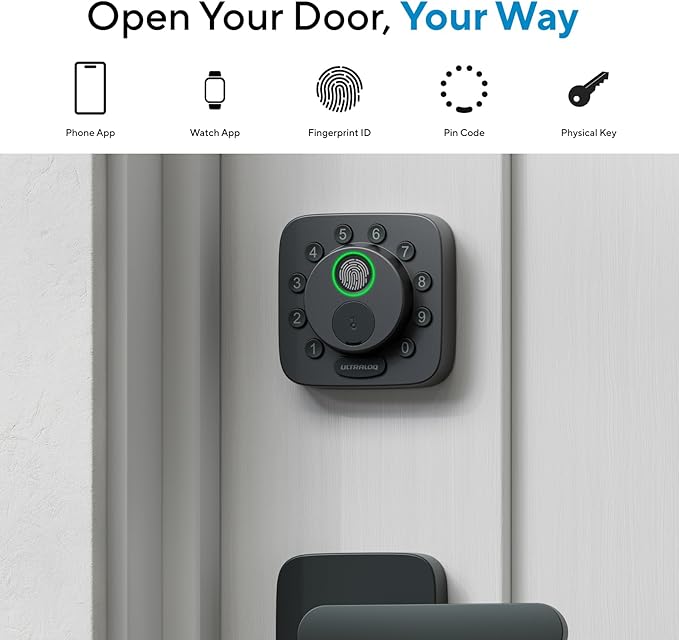 ULTRALOQ Bolt Smart Lock, Built-in Wi-Fi, Matter Over Thread, Works with Apple Home, Alexa, Google, 7-in-1 Keyless Entry Deadbolt with Fingerprint ID, App, Keypad, Remote Control, 18 Months Battery