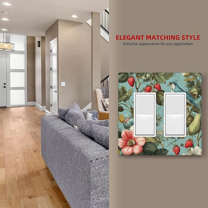 Bvtewkhz William Morris Flower 2 Gang Double Rocker Wall Plate Cover Decorative Light Switch Covers Electrical Faceplate Switch Plates for Bathroom Kitchen Home