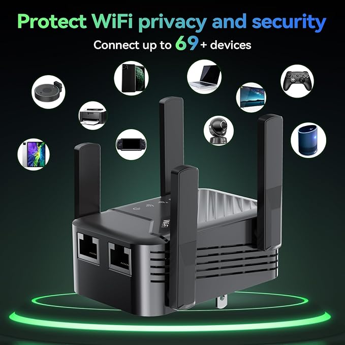 2026 Best WiFi Extender Signal Booster, Internet Extender Covers Up to 13389 Sq.ft for Home, Long Range WiFi Repeater with Ethernet Port, Wireless Router Amplifier Easy Setup,Wide Compatibility