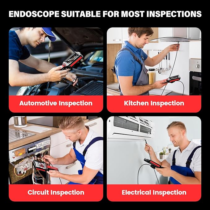 Endoscope Camera with Light: 5" Dual-Lens Inspection Borescope Camera for Sewer - 16.4ft Waterproof Industrial Endoscope - Flexible Snake Bore Scope for Plumbing Automotive