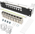 8 Port Patch Panel Keystone Coupler CAT6A Shielded Wall Mount 10 Inch by Enmane