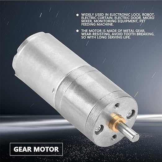 25mm DC 12V 25GA 370 Low Speed Metal Gear Motor for Electronic Locks Robots Electric Curtains and Doors Metal Gears Quiet High Performance for Mixers Monitoring Equipment and Pet Feeders