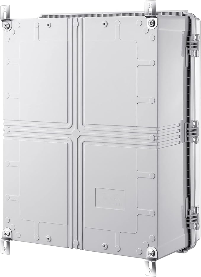 Gratury Junction Box, IP67 Waterproof Plastic Enclosure for Electrical Project, Hinged Transparent Cover, Includes Inner Door, Mounting Plate and Wall Bracket 510×410×200mm (20"×16.1"×7.9" TC-D)