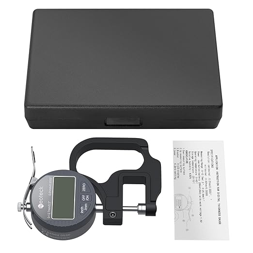 Neoteck Digital Thickness Gauge 0.5inch/12.7mm,0.0005inch/0.01mm LCD Display with Inch/MM Conversion One-Hand Quick Press Thickness Measuring Tool for Leather Paper Fabric Film etc.-Silver-Grey