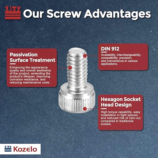 Kozelo 50pcs Socket Head Cap Screws - [M4-0.7 x 8mm] 304 Stainless Steel Allen Socket Drive for Electrical Motor 3D Printing Fan Engine Replacement Use, Silver