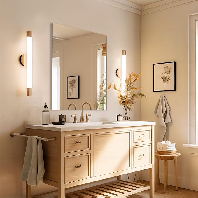 Mirrorons Frameless Mirror, Wall Mirror 24" x 32", Modern Rectangle Bathroom Mirrors for Wall with Polished Edge, Horizontally or Vertically. Upgraded Shatterproof, Entryways, Bathroom, Gym.