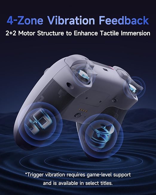EasySMX X05Pro Wireless PC Controller – Soft-Click Low-Noise Buttons, Dual-Stage Impulse Triggers, Hall Joysticks with 1000Hz Polling, 2 Programmable Buttons, 1000mAh Battery, Multi-Platform Controller for PC/Switch/Android/iOS