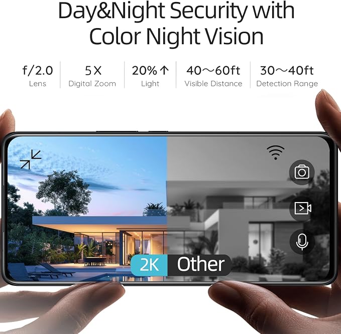 5G/2.4GHz WiFi Security Cameras Wireless Outdoor, 2K Battery Home Security - Image 4