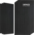 TO-TH Wood-Look Acoustic Wall Panels, 10 Pack 47.2” x 23.6” Sound Panels, Decorative Wood Panels for Wall Sound Dampening Panels for Home, Office, Basement, Smoky with Mitered Edges