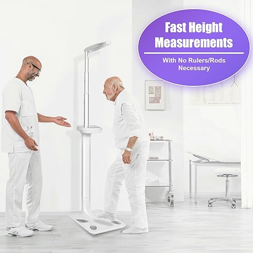 Ultrasonic Digital Physician Scale, 440lb/200kg Height and Weight Scale with BMI Body Fat Measurement, Smart LCD Display Body Composition Scale for Gym, Home, Hospital & Physicians
