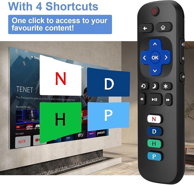 Replacement RC280 RC282 fit for TCL-Roku-TV-Remote-Control, Universal TV Remote for Roku Ruko Ruku Hisense, Onn, Sharp, Philips TVs