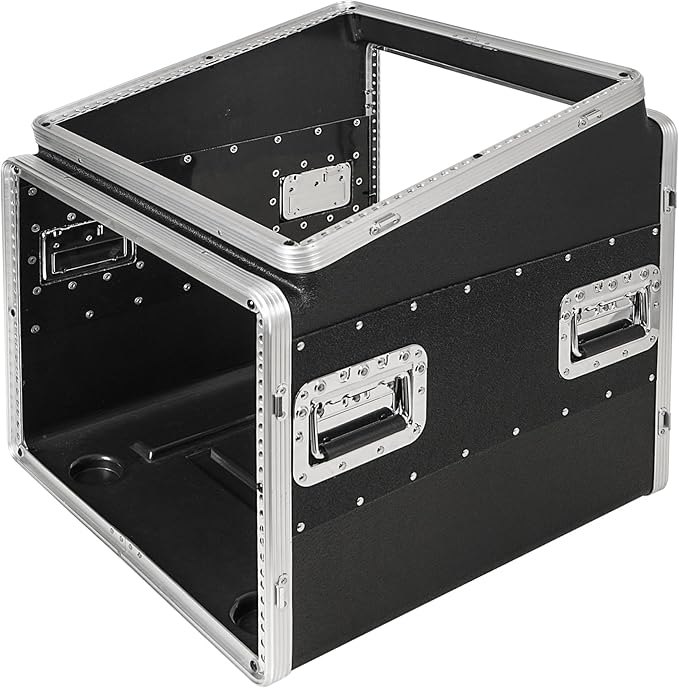 Sound Town Lightweight and Compact 8U ATA ABS Rack Case, with Slant Mixer Top, Casters, 21" Depth, 10U Top and 8U Side Spaces (STMR-A10X8UW)