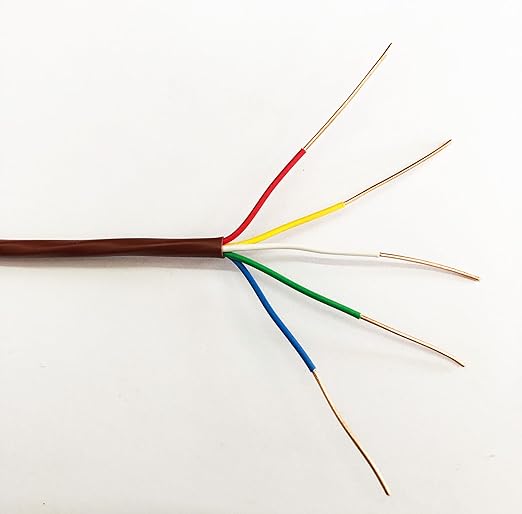 Eastwire 18/5 25ft Thermostat Wire- Brown - Solid Copper 18 Gauge, 5 Conductors - CL2 (ETL Listed) - Residential, Commercial and Industrial Rated (18/5, 25ft)