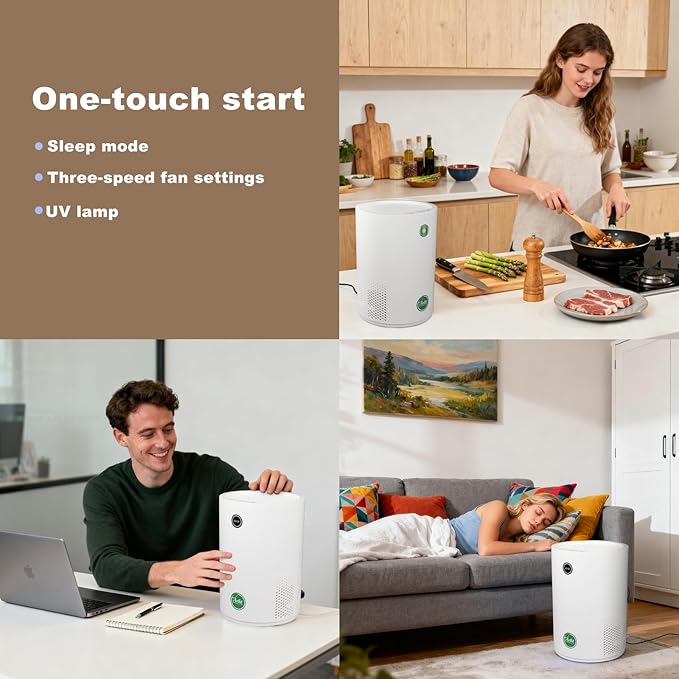 Arint Air Purifiers for Bedroom,H13 True HEPA Air Purifier with 5-Layer Filtration for Pollen/Smoke/Dust/Pet Dander/Odor/Hair,Portable Small Air Purifiers for Home/Office/Living Room(KJ80A White)