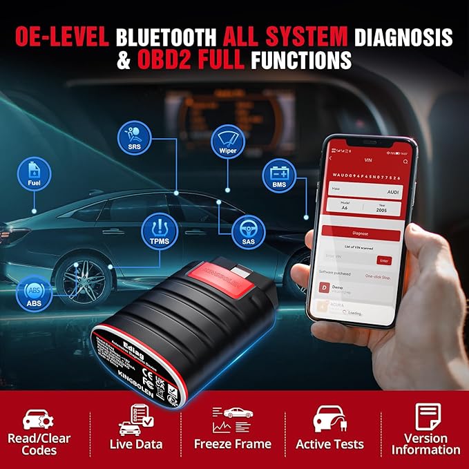 KINGBOLEN Ediag OBD2 Scanner Bluetooth, Bidirectional Scanner All System Diagnostic Tool for iOS & Android, Active Test,15+ Reset Function, FCA AutoAuth, 1 Year Update