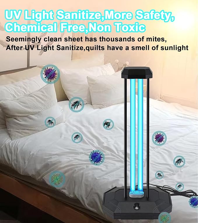 BAIMNOCM UVC Lamp 38W, UV Light Sanitizer Bulb, Ozone Germicidal lamp with Remote Control Timer for Bathroom Basement Household Area