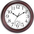 KECYET 14 Inch Outdoor Wall Clock with Thermometers, Vintage Silent Wall Clocks Battery Operated, Retro Non-Ticking Clock Decorative for Living Room, Patio, Kitchen, Office, Bathroom, Bedroom(Bronze)