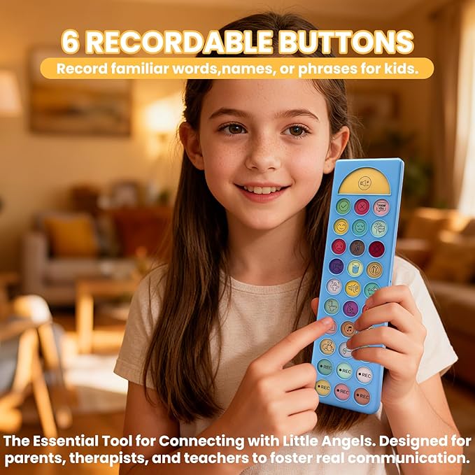 AAC Device for Autism, Non Verbal Communication Tools for Speech Therapy & Stroke Rehab, 24 Pre-Installed & 6 Programmable Buttons, Adjustable Volume, Sensory Autism Toys for Kids and Adults