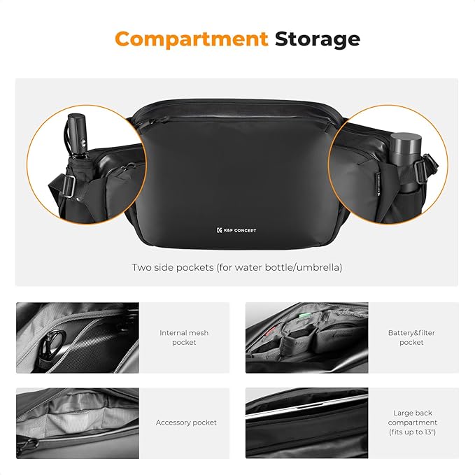 K&F CONCEPT Camera Sling Bag Crossbody Bag Waterproof Camera Shoulder Backpack - Image 4