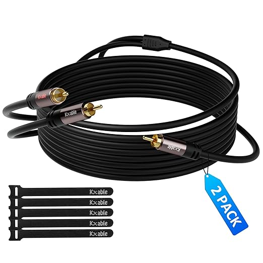 RCA Y-Adapter Splitter Cable (2 Pack-4FT+4FT), 1 RCA Male to 2 RCA Male Stereo Audio Subwoofer Cable, Bi-Directional, for Home Theater, Hi-Fi System, Amplifier, Speaker, 24K Gold Plated, OD:5.0MM