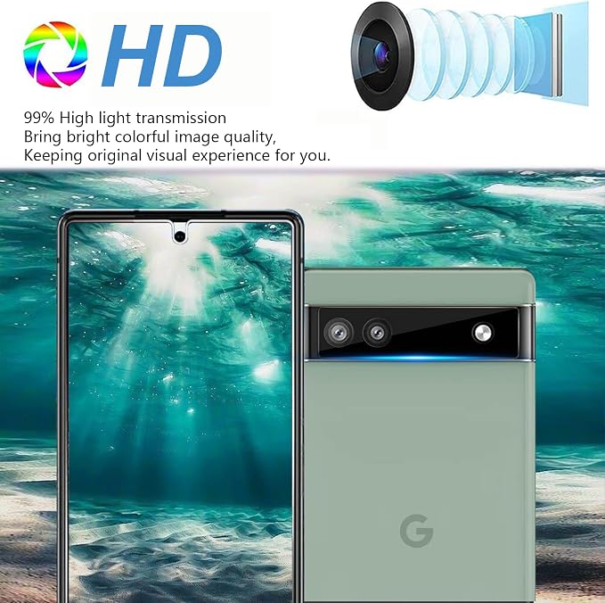 Glass Screen Protector for Google Pixel 6a 5G, 9H Tempered Glass, Fingerprint - Image 6
