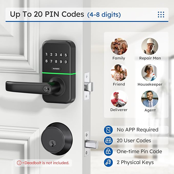 Smart Door Handle Lock with Keypad: Kucacci Keyless Entry Digital Knob - Image 2
