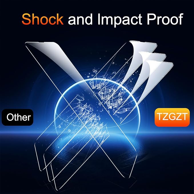 TZGZT 3 Pack Screen Protectors for iPhone 14, 9H Tempered Glass, Military Grade - Image 3