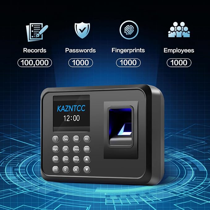 Fingerprints Time Clocks for Employees Small Business, Deduct Lunch Time & - Image 2