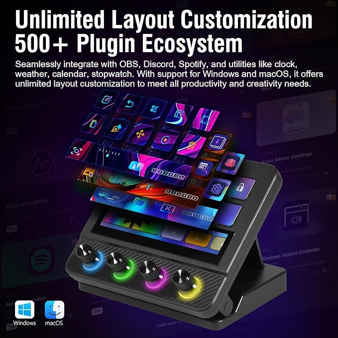 VSDINSIDE Macro Pad, Streaming Deck Stream Controller Soundboard Keypad, Programmable Keys USB Shortcut Keyboard for Gamer Streamer, Audio Mixer for OBS, YouTube, Office Desk Setup, PC, Mac