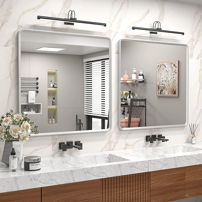 36x36 Square Silver Bathroom Mirror, Silver Metal Framed Mirror, Rounded Rectangle Bathroom Vanity Mirror, Anti-Rust, Shatterproof
