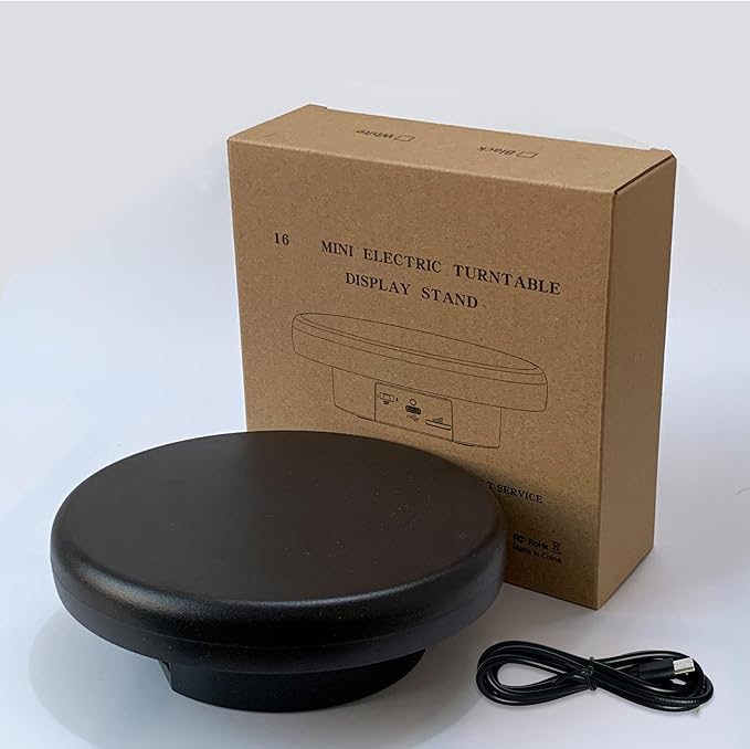 6.3 inch / 4.4LBS Load, 360 Degree Electronic Turntable Display Stand for Photography Products (16CM White)