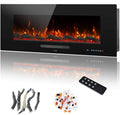 42" Electric Fireplace Inserts, Recessed & Wall Mounted Fireplace Heater Colorful Flame &Fuel, Remote Control Setting Dimer, Thermostat &Timer, Plug in &Hard-Wire Option, 750W/1500W, Black