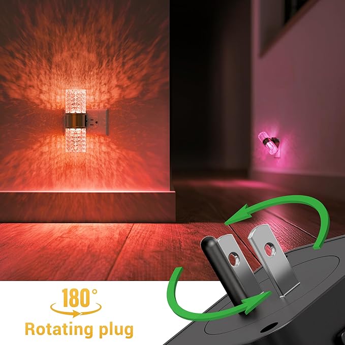 L LOHAS LED Night Light, Night Lights Plug into Wall, 2 Pack 10-Color RGB Change Nightlights,10/50/100LM Adjustable Automatic Nightlights Plug in with Dusk to Dawn Sensor for Room Bathroom Hallway