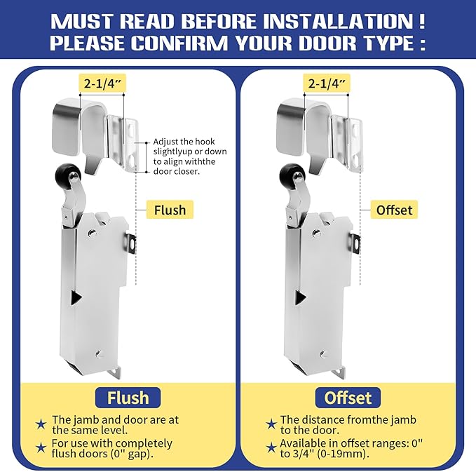 Hydraulic Door Closer, Exposed Installation. Door Closer for Heavy Duty Doors, Walk-in Freezers, Fire Doors and Warehouse Doors | 600,000 Cycles Tested, with Flush to 3/4 Inch Hook