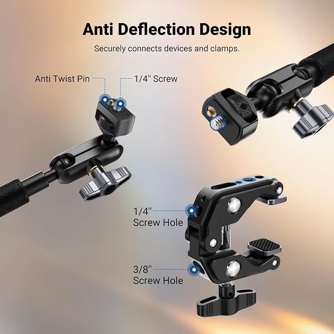 NEEWER 22" Magic Arm w Desk C Clamp, Overhead Camera Mount - Image 5