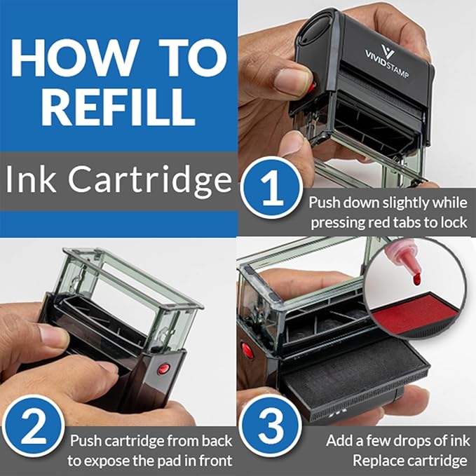 Basic Closed Self Inking Rubber Stamp (Black Ink) - Medium 2 Pack