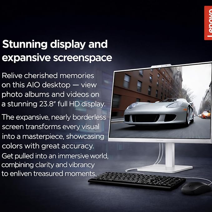 Lenovo 24" FHD All-in-One (AIO) Desktop - 16GB RAM - 512GB SSD - Intel Core - Office 365 for The Web | Stylish & Sleek - Stunning Display - Easy Task Management & Clear Calls - Fast & Quick Access