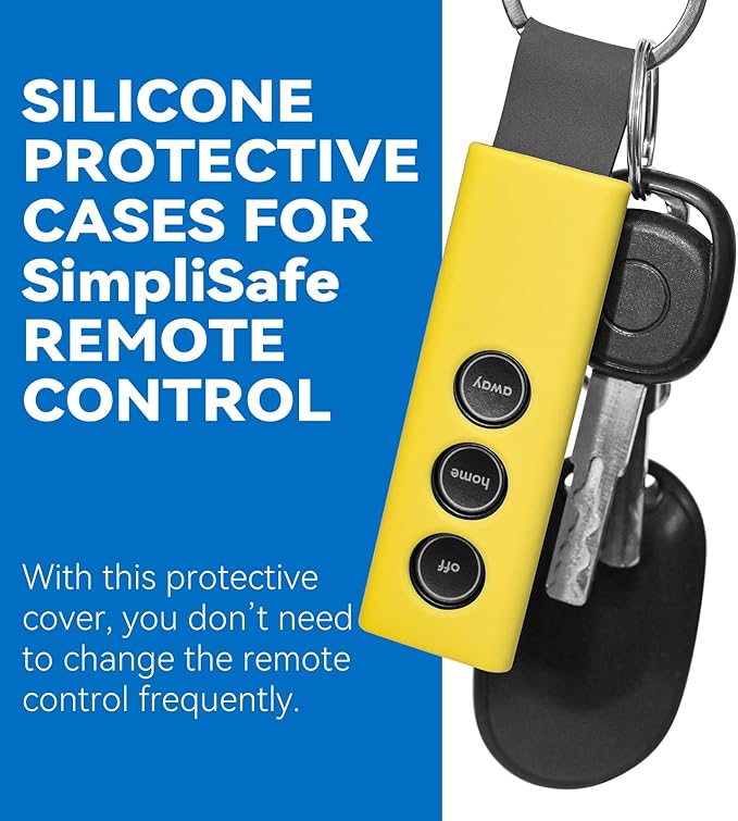 Protective Silicone Cover Case for SimpliSafe KeyFob - Arm and Disarm Remotely, Flexible Case for SimpliSafe Home Security System KeyFob - Latest Gen (Yellow)