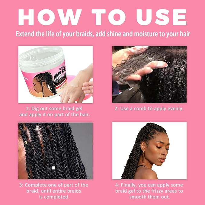 13.4oz Braiding for Twist, Locs, Braids, No Flake Extra Hold High Shine Braid Gel & Edge Control, Loc Gel Long Lasting for Locks, Cornrows Smooths & Tames Frizz Braiding Wax for All Hair Braid Types