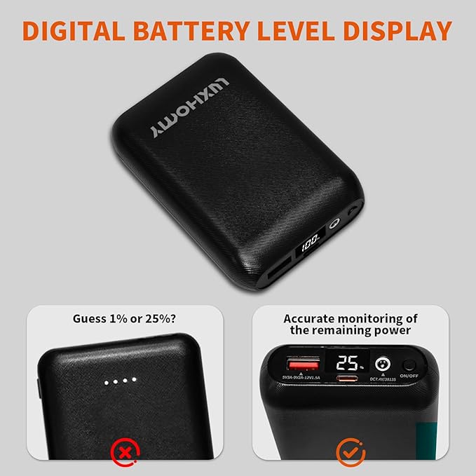 Heated Vest Battery Pack, 16000mAh 7.4V Compact Power Bank Repaclement for Heated Jacket Heated Hoodie Heated Pants Heated Chair Heated Outdoor Gear