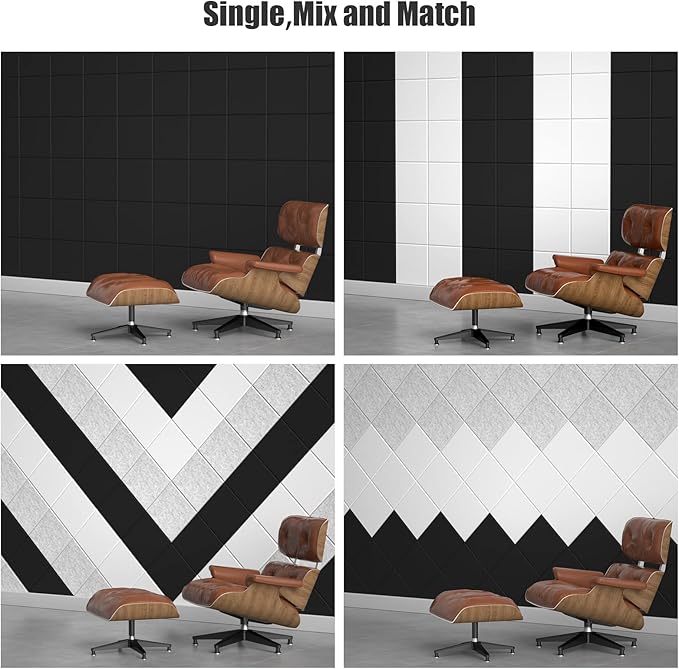 Sonicism 12 Pack Acoustic Wall Panels with Self-Adhesive, 12" X 12" X 0.4" Sound Proof Foam Panels, Decorative Soundproof Wall Panels, Sound Proof Absorbing Tiles for Home & Offices, Black