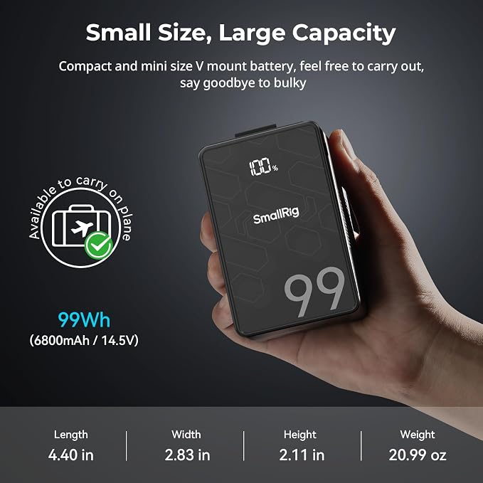 SMALLRIG V Mount Battery, 99Wh / 6800mAh V Mount Battery - Image 5