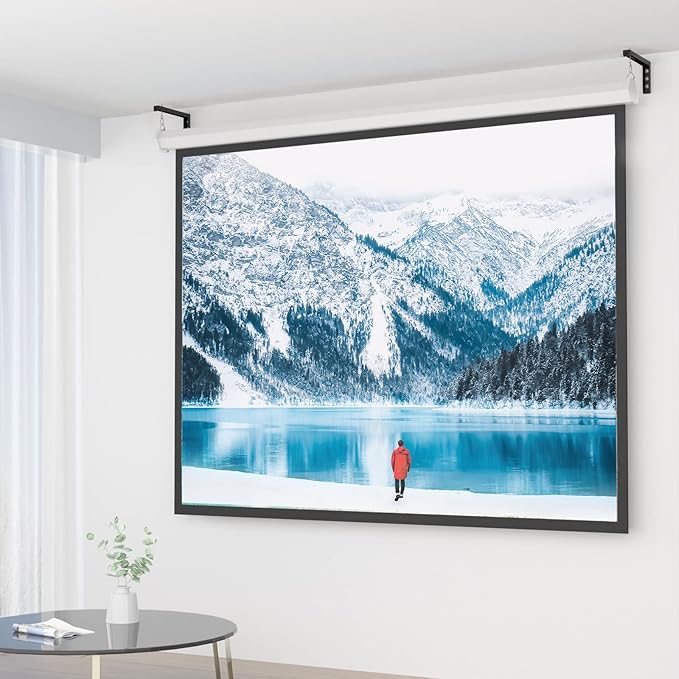 WALI Universal Projector Screen Ceiling Mount, Wall Hanging Mount L-Brackets, 12 inch Adjustable Extension with Hook Kit, Perfect Projector Screen Placement Hold up to 80 lbs (PSM001XL-B), Black