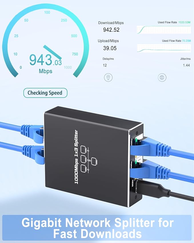 Ethernet Splitter 1 to 3, 1000Mbps High Speed Ethernet Cable Splitter - Image 3