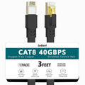 Jadaol Cat 8 Ethernet Cable 3 ft, 40Gbps 2000MHz Flat RJ45 S/FTP LAN Patch Cable by Jadaol