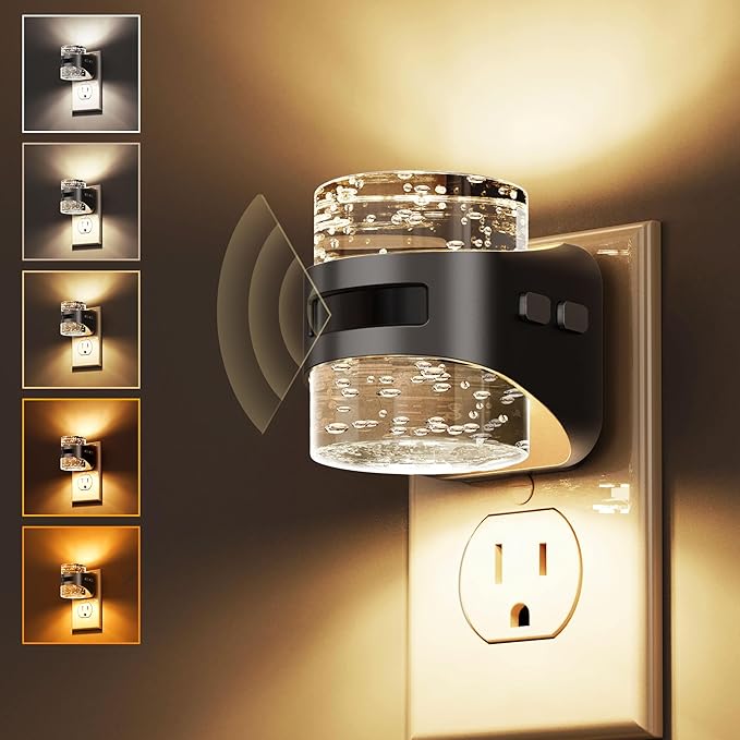 L LOHAS LED Motion Sensor Night Light, Bubble Night Lights Plug into Wall,5CCT Color Temperature Change Night-light,Dimmable Nightlights with Dusk to Dawn Sensor for Rooms Bathroom Hallway