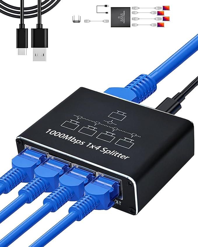LIEZHUA Ethernet Splitter 1 to 4 by LIEZHUA